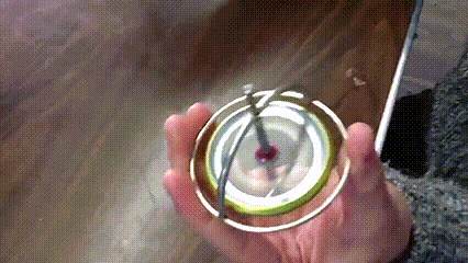 This gyroscope spins inside a box
